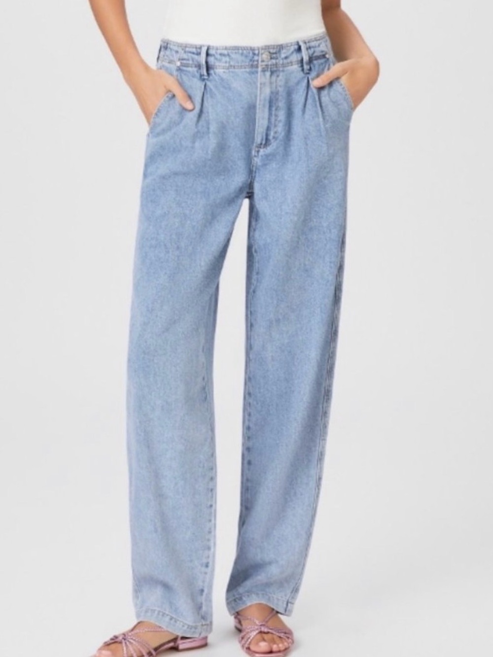 Paige Bella Pleated Trouser Jeans 100% Soft Cotton